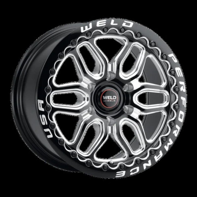 Weld Racing 17x11 Laguna 6 Bead Lock 6x127 ET36 BS 7.375 Gloss Black Milled - Diamond Lip DIA 78.1-thumbmail-1
