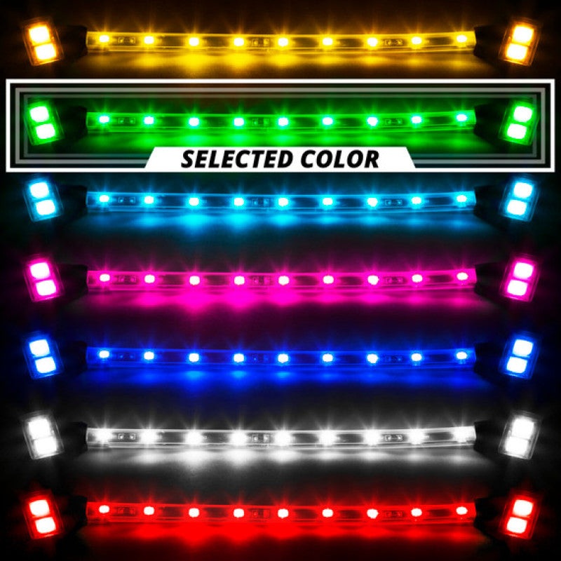 XK Glow Strips Single Color XKGLOW LED Accent Light Motorcycle Kit Green - 10xPod + 4x8In-thumbmail-1