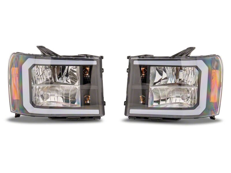 Raxiom 07-13 Chevrolet Sierra 1500 Axial Series Headlights/Seq LED Bar- Black- Clear Lens-thumbmail-1