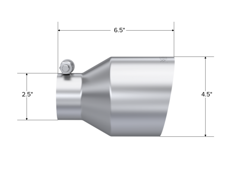 MBRP Universal Stainless Steel Tip 2.5in ID / 4.5in OD Out / 6.5in Length Angle Cut Single Wall-thumbmail-2