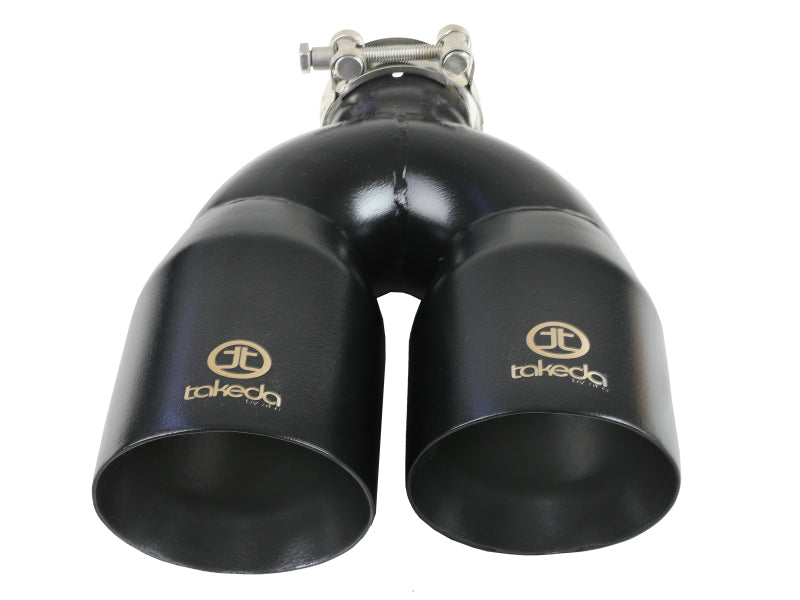aFe Takeda 2.5in 304 Stainless Steel Clamp-on Exhaust Tip Passenger Side 2.5in Inlet 4inDual - Black-thumbmail-2