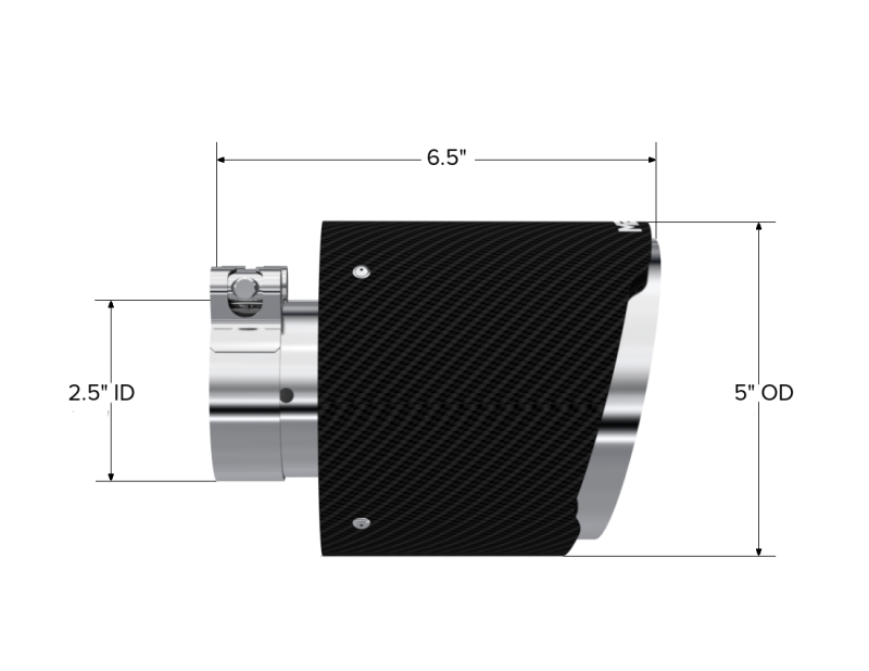 MBRP Universal Carbon Fiber Tip 2.5in ID / 5in OD Out / 6.5in Length Angle Cut Dual Wall-thumbmail-2