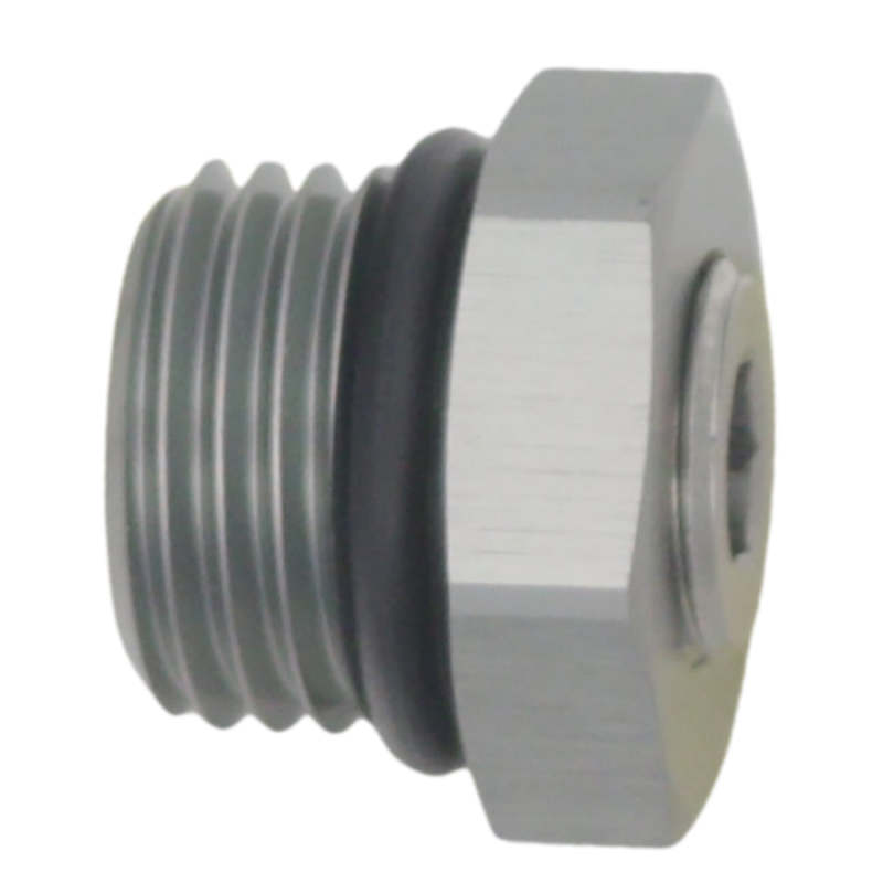 DeatschWerks 6AN ORB Male Plug Fitting with 1/8in NPT Gauge Port - Anodized DW Titanium-thumbmail-1