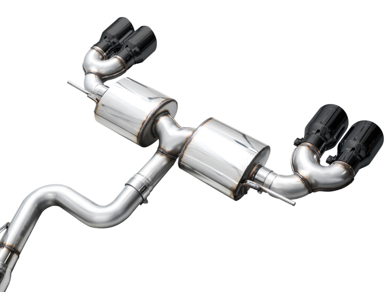 AWE MK8 Volkswagen Golf R 3in Touring Edition Quad Exhaust - Diamond Black Tips-thumbmail-12