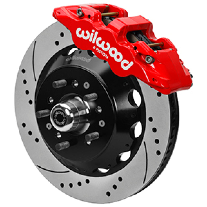 Wilwood 69-70 Chevrolet Impala W/ Disc Or Drum 69-82 Corvette Aerolite 6R 14in GT Rotor Drilled Red-thumbmail-1