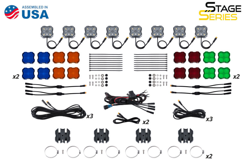 Diode Dynamics Stage Series SXS Rock Light Installer Kit - RGBW M8 w/Controller (8-pack)-thumbmail-4