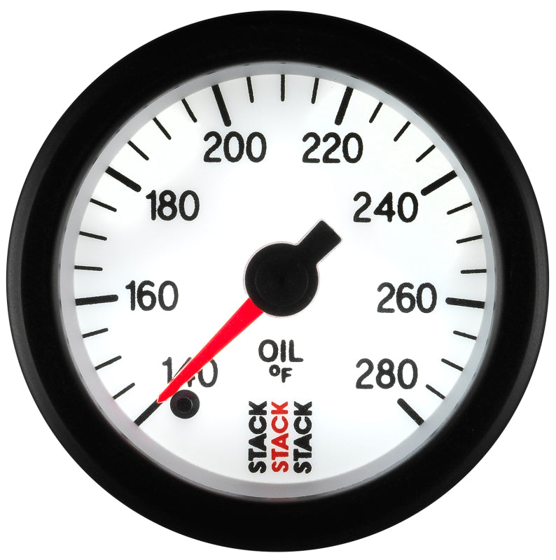 Autometer Stack 52mm 140-280 Deg F 1/8in NPTF Male Pro Stepper Motor Oil Temp Gauge - White-thumbmail-3