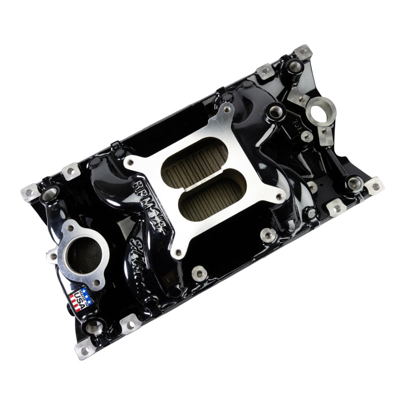 Edelbrock RPM Air-Gap Manifold for Small-Block Chevy Vortec - Black Plasma Finish-thumbmail-3