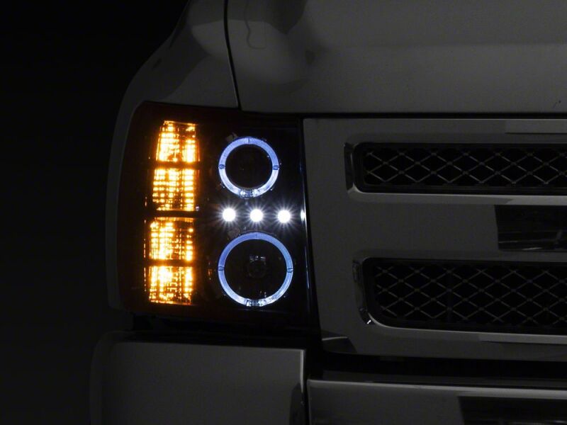 Raxiom 07-13 Chevrolet Silverado 1500 LED Halo Projector Headlights- Black Housing- Clear Lens-thumbmail-4
