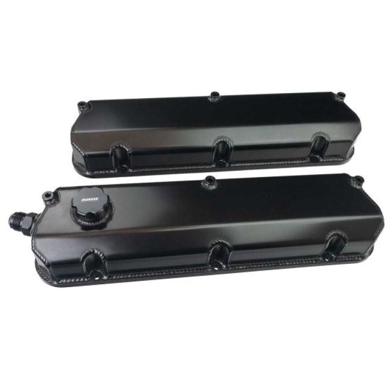 Moroso Ford 302/351W 2-3/4in Tall Aluminum Valve Covers - Black (w/-12AN Vac Fitting & Oil Fill)-thumbmail-1