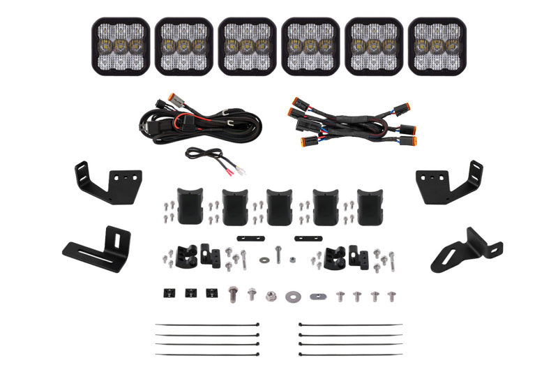 Diode Dynamics Prinsu/Sherpa Roof Racks SS5 6-Pod CrossLink Mounting Kit - Pro White Combo-thumbmail-1