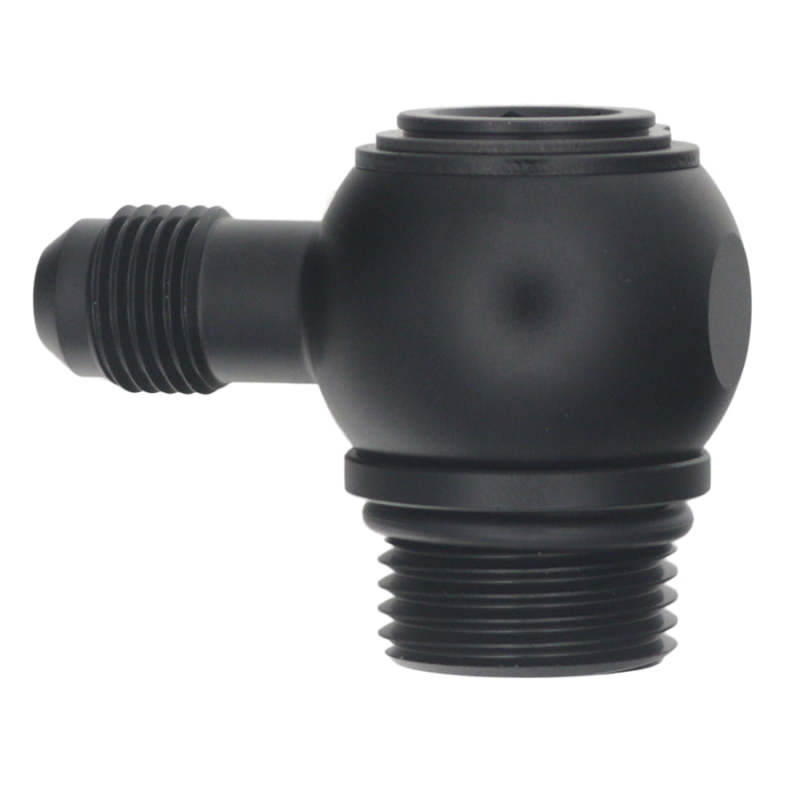 DeatschWerks 10AN ORB Male to 6AN Male Flare Low Profile 90-Degree Swivel - Anodized Matte Black-thumbmail-1