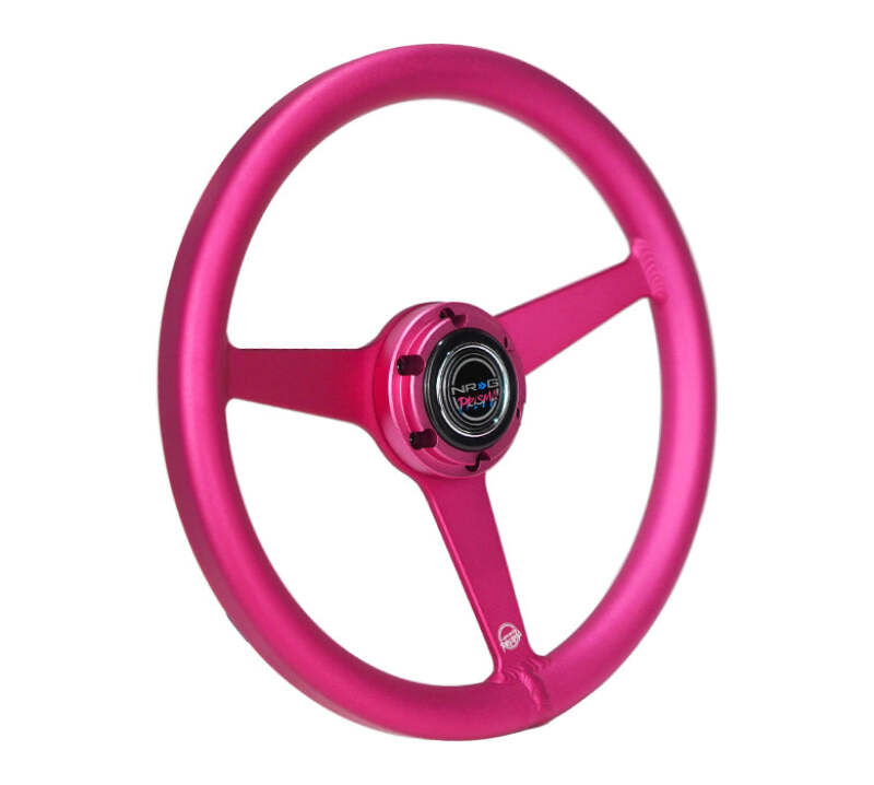 NRG Aluminum Steering Wheel 330mm - Heritage Solid Spoke - Ergonomic Grip - Anadized Pink-thumbmail-3