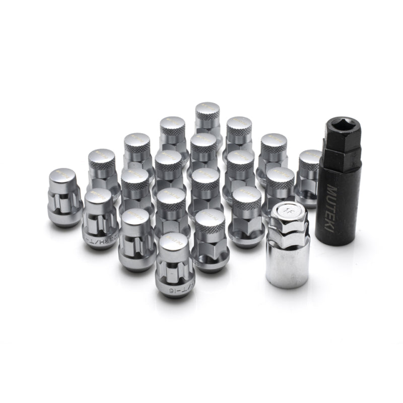 Wheel Mate Muteki SR35 Close End Lug Nuts w/ Lock Set - Satin Silver 12x1.25 35mm-thumbmail-1