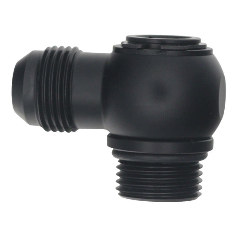 DeatschWerks 10AN ORB Male to 10AN Male Flare Low Profile 90-Degree Swivel - Anodized Matte Black-thumbmail-1