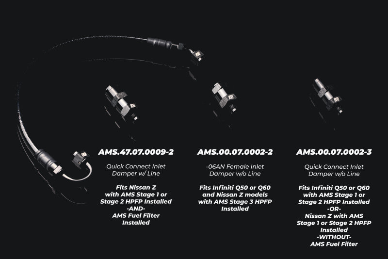 AMS Performance 5/16 Quick Connect to -6AN Inline Fuel Pulsation Damper w/ -6AN Fuel Line-thumbmail-3