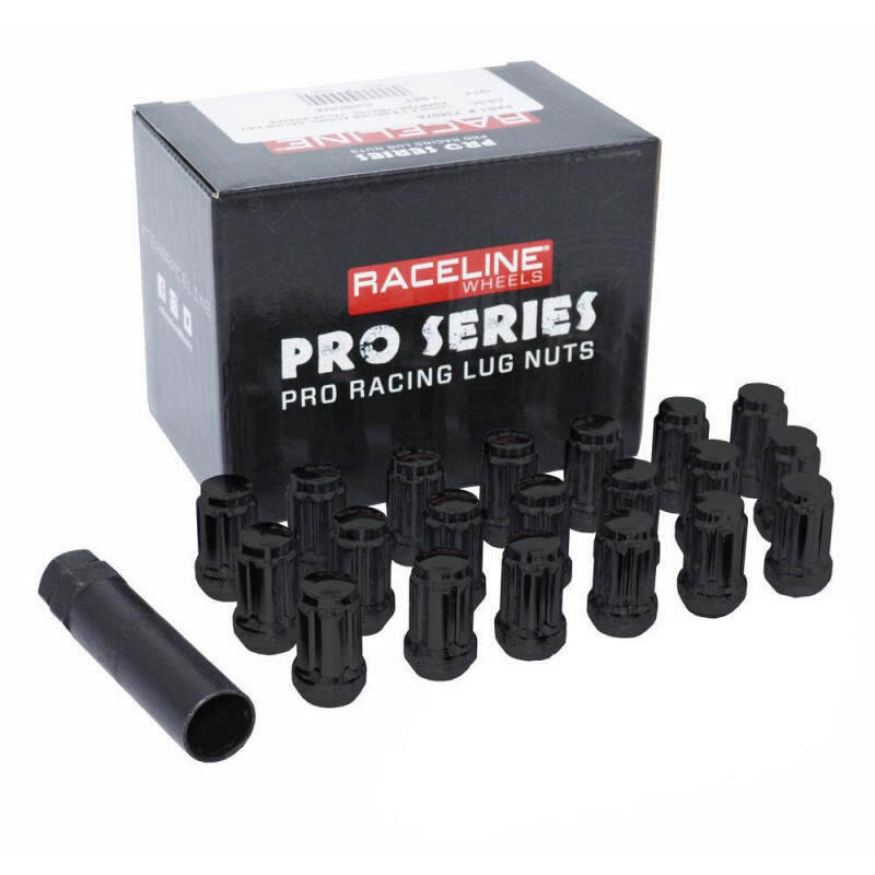 Raceline 1/2in Spline Black Lug Nuts (24 Pack)-thumbmail-1