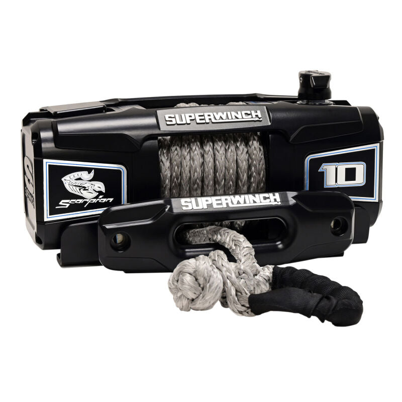 Superwinch 10000 LBS 12V DC 3/8in x 54ft Synthetic Rope Scorpion 10000SR Winch - Black Powdercoat-thumbmail-2