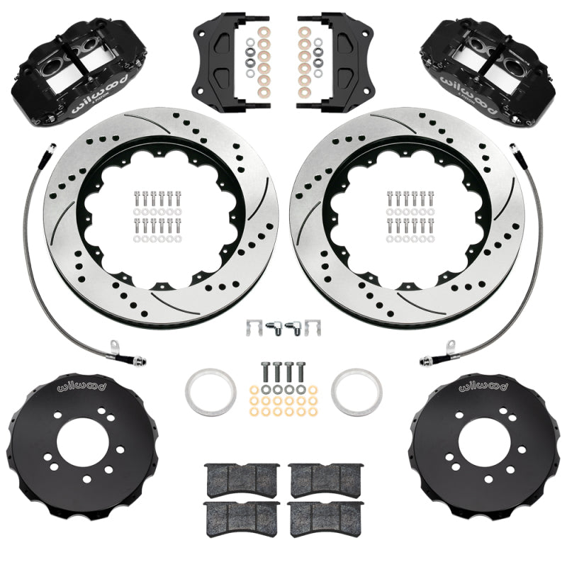 Wilwood 99-02 Nissan Skyline Superlite 6R Front BBK w/ 14.00in D/S Rotors & Flexlines - Black-thumbmail-1
