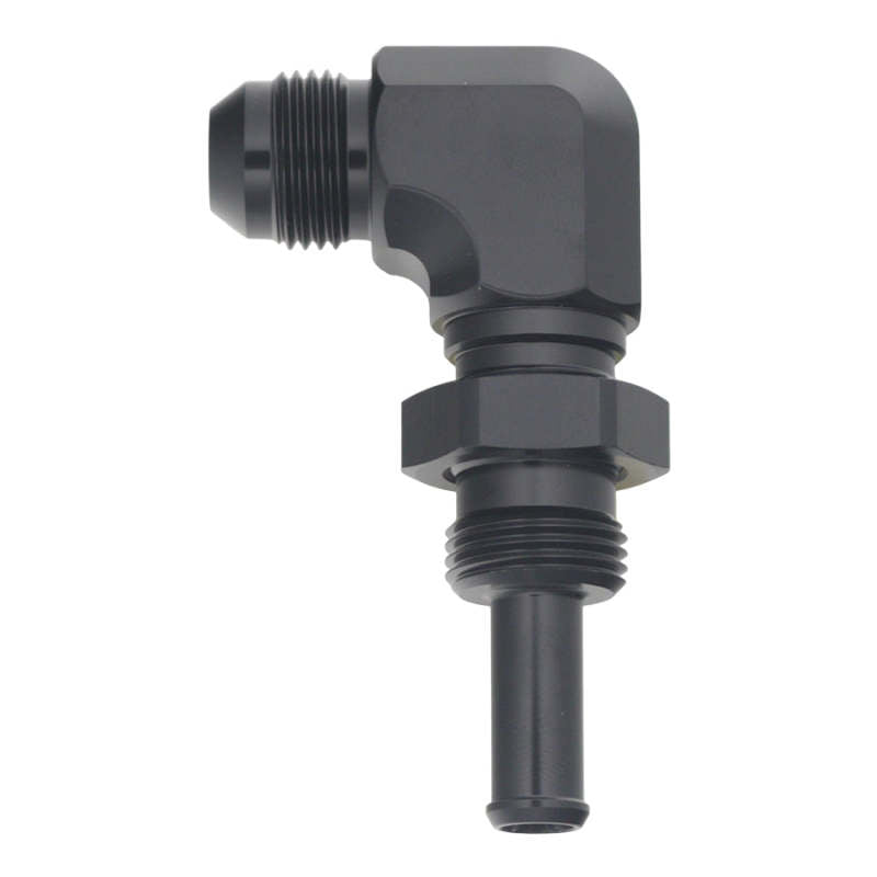 DeatschWerks 8AN Male Flare to Straight 3/8in Single Hose Barb - Anodized Matte Black-thumbmail-1