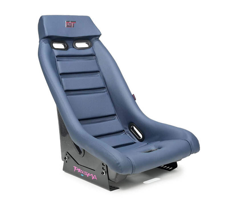 NRG GT Retro Bucket Seat - Navy PVC Leather Navy Stitching Silver Fiberglass Back w/ Glitter-thumbmail-1