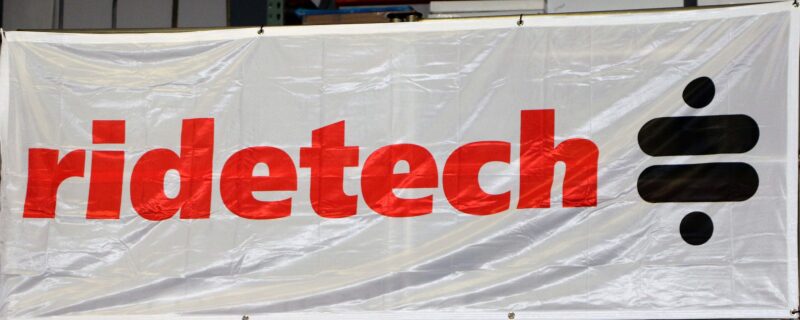 Ridetech Banner - White w/ Red & Black Ridetech Logo (3ft x 8ft)-thumbmail-1
