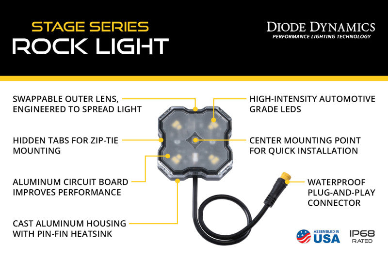 Diode Dynamics Stage Series SXS Rock Light Installer Kit - RGBW M8 w/Controller (8-pack)-thumbmail-5