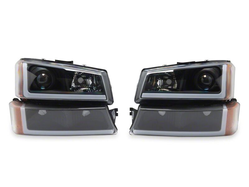Raxiom 03-06 Chevrolet Silverado 1500 LED LightBar OE Proj Headlights/Bumper Lights- Black - Clear-thumbmail-1