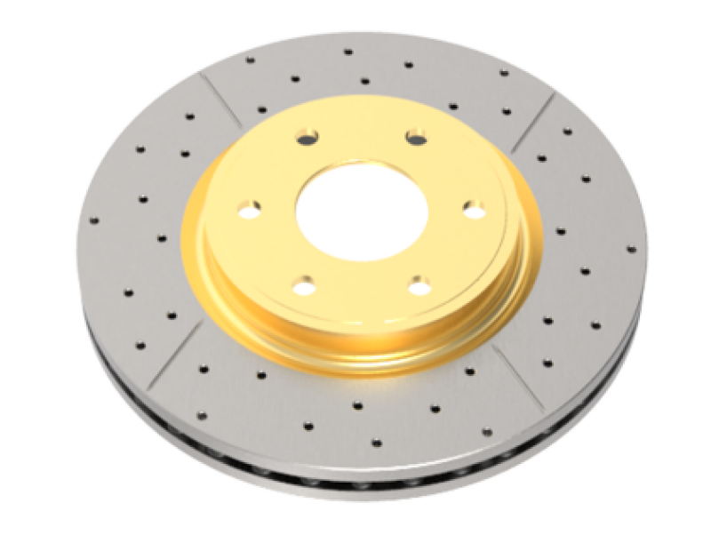 DBA 2020+ Chevrolet Silverado 1500 6.2L Front Drilled & Slotted Street Series Rotor w/Gold Hat-thumbmail-1