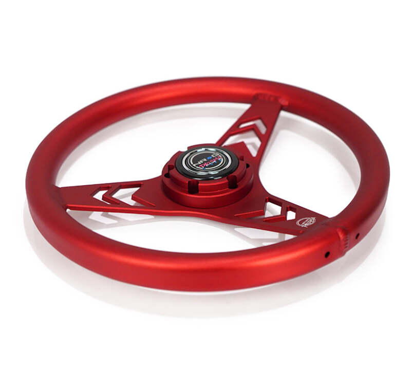 NRG Aluminum Steering Wheel 330mm - Arow Cutout - Ergonomic Grip - Anadized Red-thumbmail-2