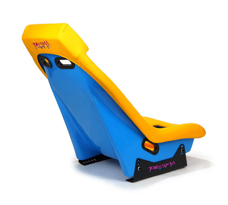 NRG GT Retro Bucket Seat - Yellow PVC Leather Yellow Stitching Off-White Fiberglass Back-thumbmail-2