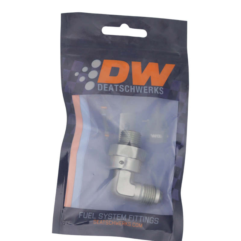 DeatschWerks 6AN ORB Male Swivel to 90-Degree 6AN Male Flare - Anodized DW Titanium-thumbmail-2
