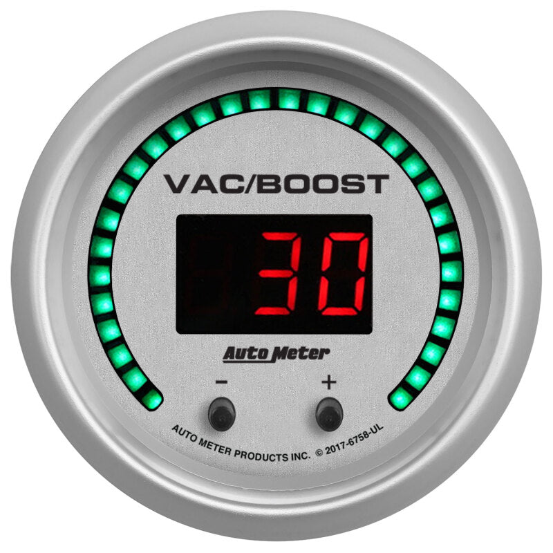 Autometer 52.4mm Silver Switchable 0-1600 PSI/0-110 BAR Vacuum/Boost Ultra-Lite Elite Digital Gauge-thumbmail-2