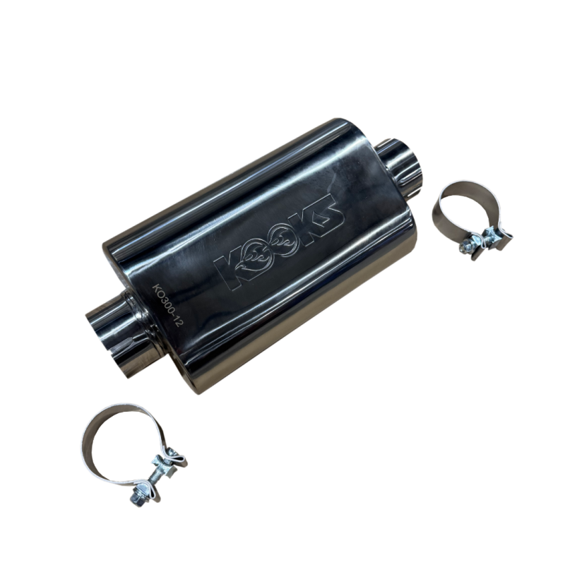 Kooks 3in Oval Clamp In Center/Center Muffler 12in Long Body Polished Stainless Steel-thumbmail-2