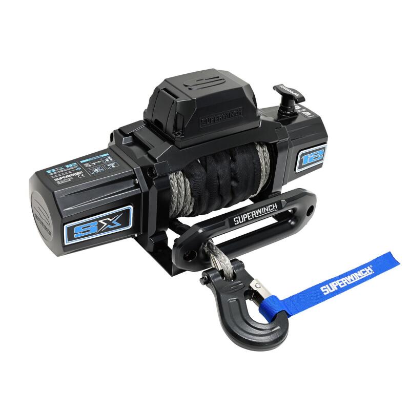 Superwinch 12000 LBS 12V DC 3/8in x 80ft Synthetic Rope SX12SR Winch - Semi Gloss Black-thumbmail-5