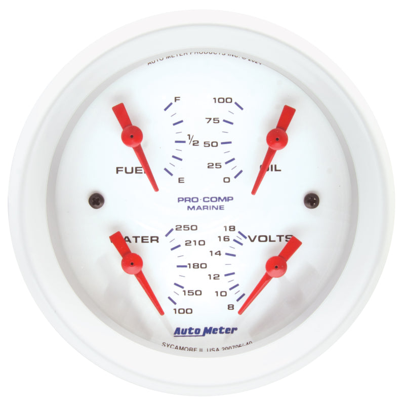 Autometer Marine White 3-3/8in Gauge - 100PSI-thumbmail-1