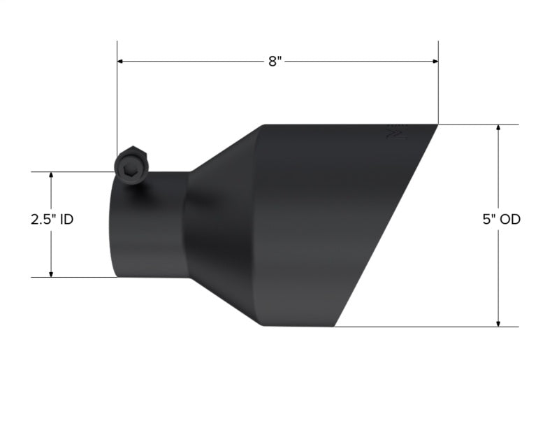 MBRP Black-Coated Tip 2.5in ID, 5in OD Out, 8in Length, Angle Cut, Dual Wall-thumbmail-2