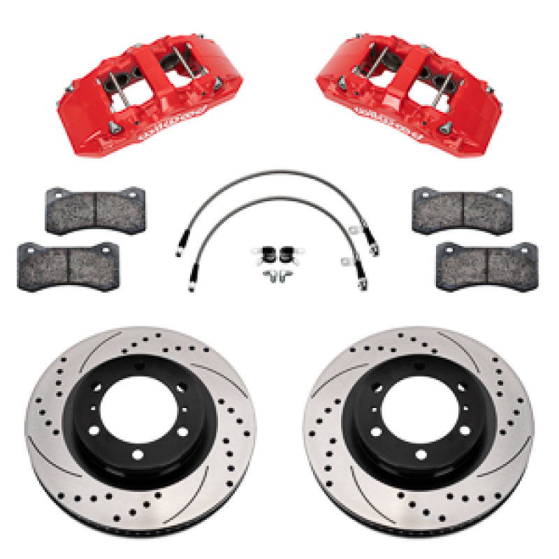 Wilwood 24-25 Toyota Tacoma Front Aero6-DM Big Brake Kit 13.38 In SRP Drilled Slotted Rotor/w Lines-thumbmail-1