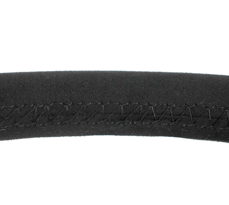 NRG Reinforced Stealth Wheel (380mm) 3 Spoke Center - 1in Deep Dish - Vegan Suede Red Stitch-thumbmail-3