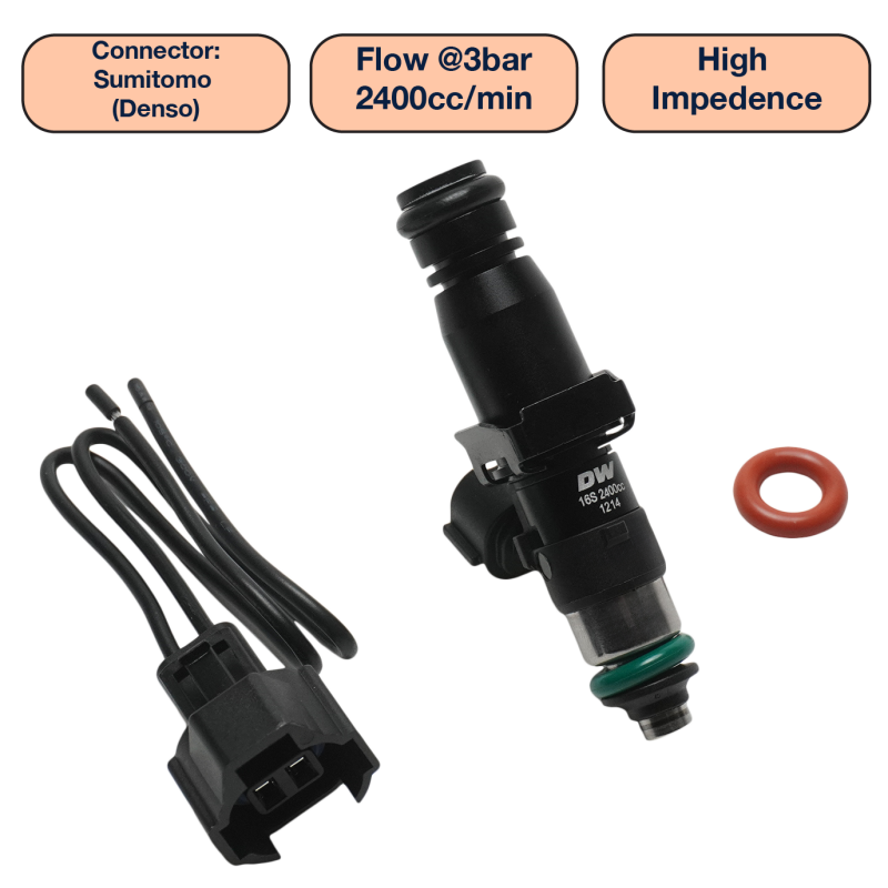 DeatschWerks Universal 2400cc Single Fuel Injector / 60mm Length / 14mm O-Ring Seals-thumbmail-1
