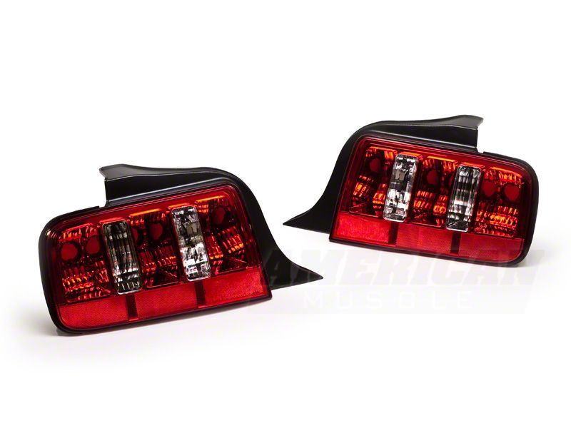 Raxiom 05-09 Ford Mustang Coyote Tail Lights- Chrome Housing - Red/Clear Lens