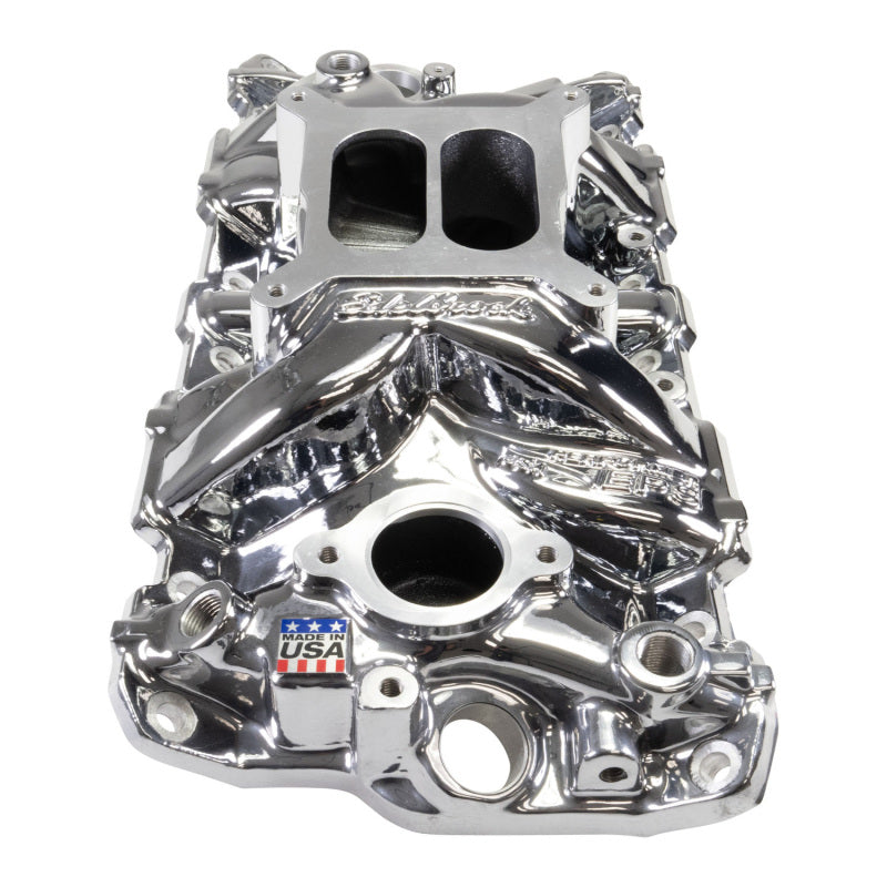 Edelbrock Chevy SB Performer EPS Intake Manifold w/ Oil Fill Tube - Chrome Plasma-thumbmail-2