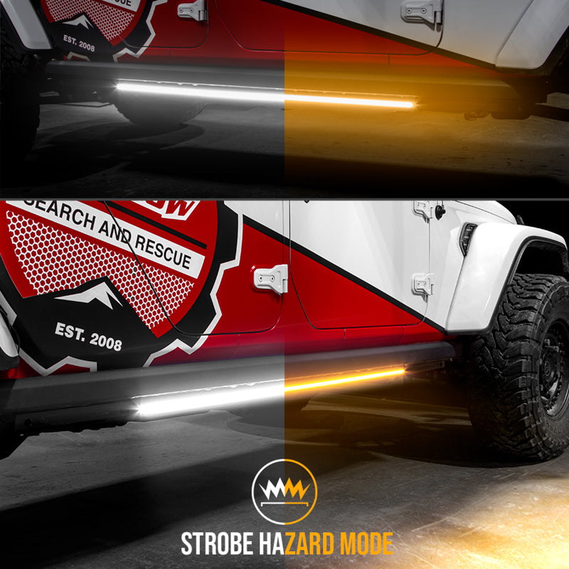 XK Glow Jeep & Truck Running Board Light w/ Turn Signal 2x48in White + Amber-thumbmail-3