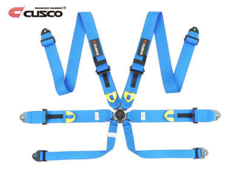 Cusco Universal 6 Point 3in Shoulder 3in Lap w/Eyebolts (7/16-20UNF Thread) FIA Racing Harness- Blue-thumbmail-1