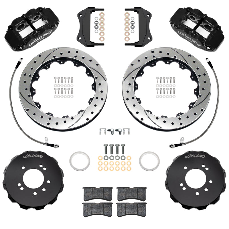 Wilwood 99-02 Nissan Skyline Superlite 6R Front BBK w/ 12.88in D/S Rotors & Flexlines - Black-thumbmail-1