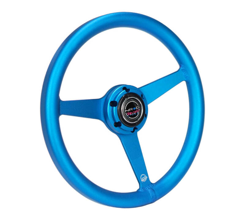 NRG Aluminum Steering Wheel 330mm - Heritage Solid Spoke - Ergonomic Grip - Anadized Blue-thumbmail-2