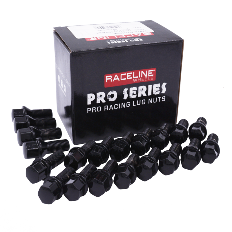 Raceline 16x1.5 21mm Conical Seat Black Lug Bolts (Set of 20)-thumbmail-1