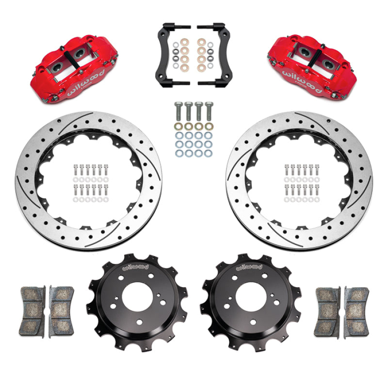 Wilwood 89-02 Nissan Skyline Superlite 4R Rear BBK w/ 13.50in Diameter D/S Rotor - Red-thumbmail-1