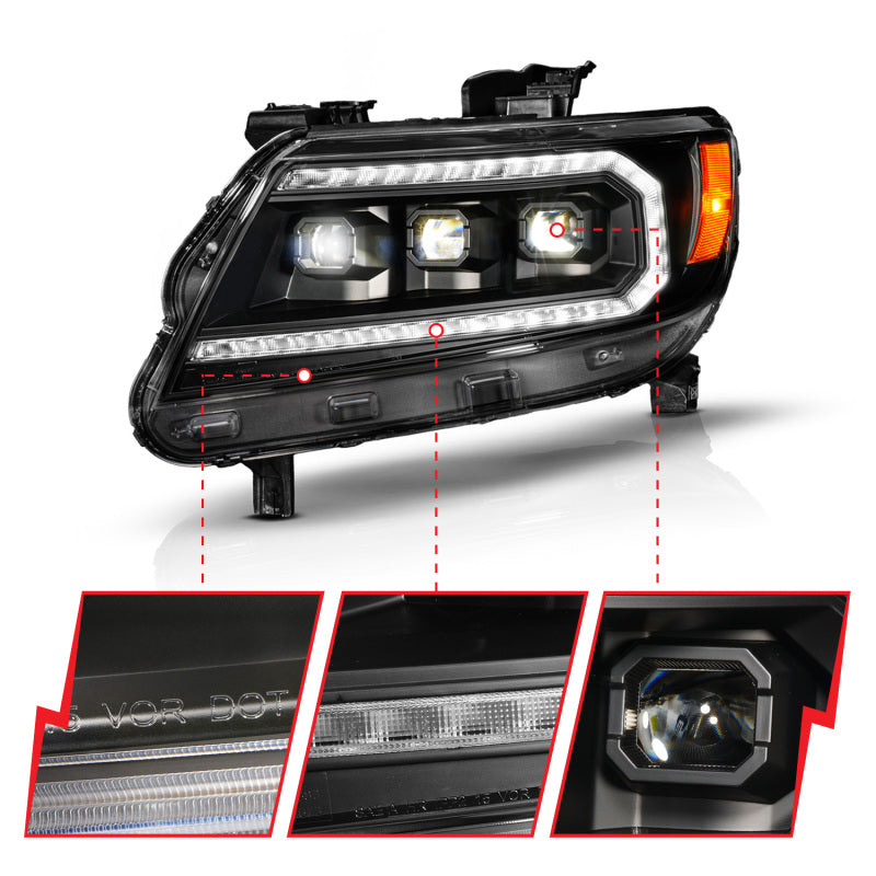 ANZO 15-22 Chevy Colorado Blk Housing Full LED DRL Projector Headlight w/ Sequential Light Bar-thumbmail-4