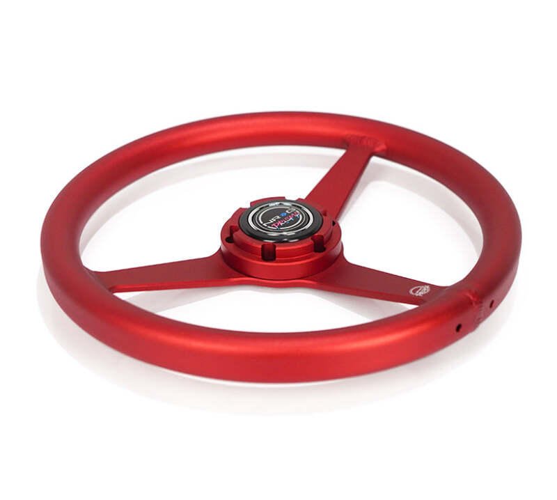 NRG Aluminum Steering Wheel 330mm - Heritage Solid Spoke - Ergonomic Grip - Anadized Red-thumbmail-2